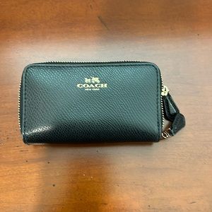 Coach double zipper compact wallet